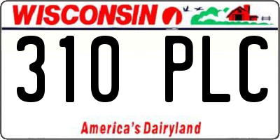 WI license plate 310PLC