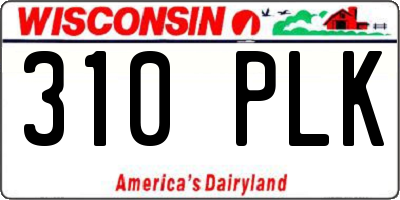 WI license plate 310PLK