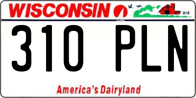 WI license plate 310PLN