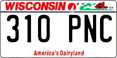 WI license plate 310PNC