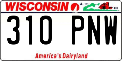 WI license plate 310PNW