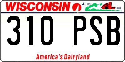 WI license plate 310PSB