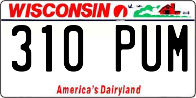 WI license plate 310PUM