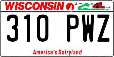 WI license plate 310PWZ