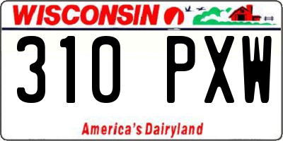 WI license plate 310PXW