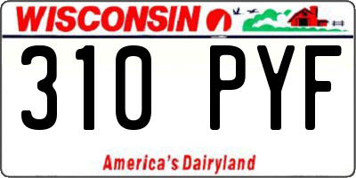 WI license plate 310PYF