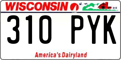 WI license plate 310PYK
