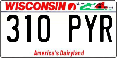 WI license plate 310PYR