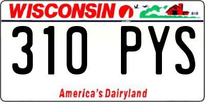 WI license plate 310PYS