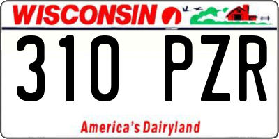 WI license plate 310PZR