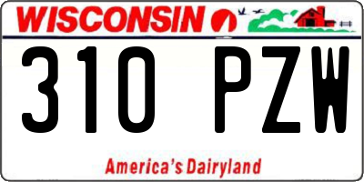 WI license plate 310PZW