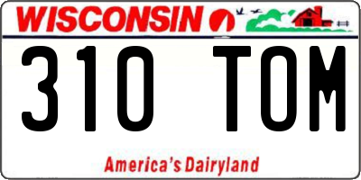 WI license plate 310TOM