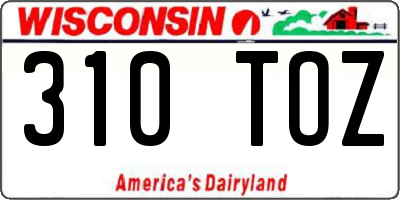 WI license plate 310TOZ