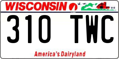 WI license plate 310TWC