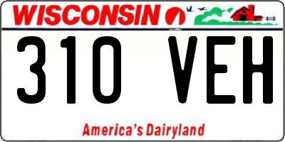 WI license plate 310VEH