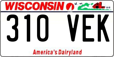 WI license plate 310VEK