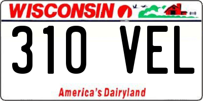 WI license plate 310VEL