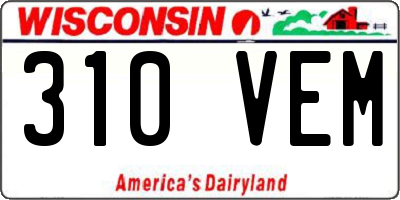 WI license plate 310VEM