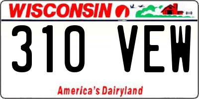 WI license plate 310VEW