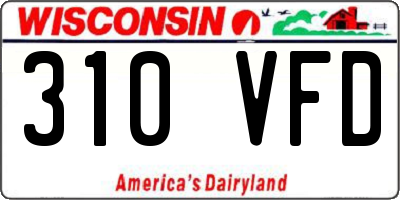 WI license plate 310VFD