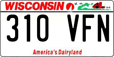 WI license plate 310VFN