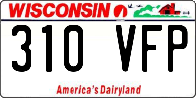 WI license plate 310VFP