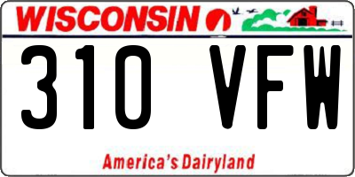 WI license plate 310VFW