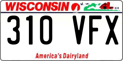 WI license plate 310VFX