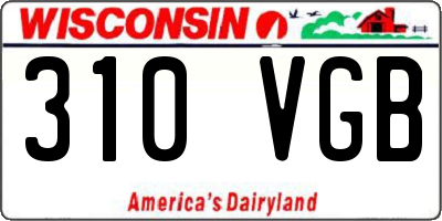 WI license plate 310VGB