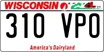 WI license plate 310VPO