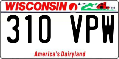 WI license plate 310VPW