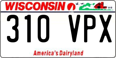 WI license plate 310VPX