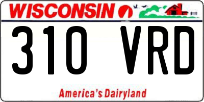 WI license plate 310VRD