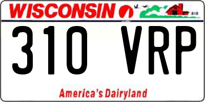 WI license plate 310VRP