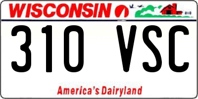 WI license plate 310VSC
