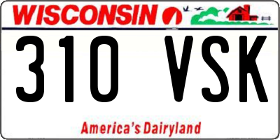 WI license plate 310VSK