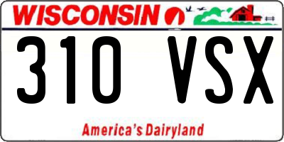 WI license plate 310VSX