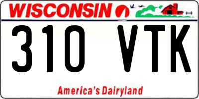 WI license plate 310VTK