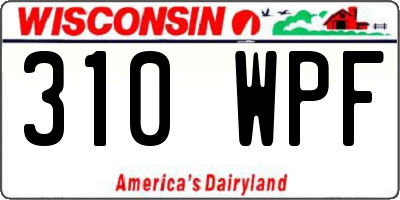 WI license plate 310WPF