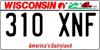WI license plate 310XNF