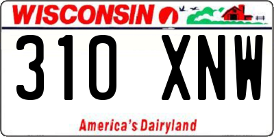WI license plate 310XNW