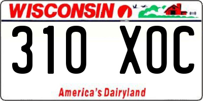 WI license plate 310XOC