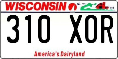 WI license plate 310XOR