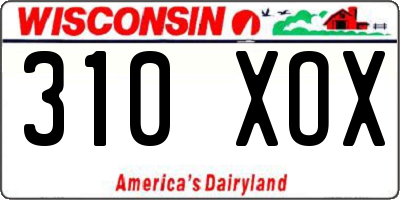 WI license plate 310XOX