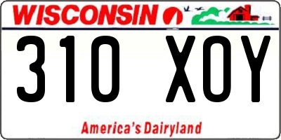 WI license plate 310XOY