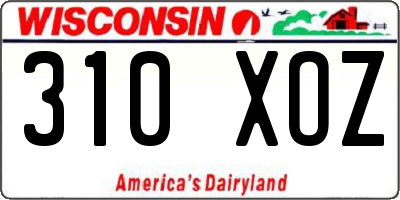 WI license plate 310XOZ