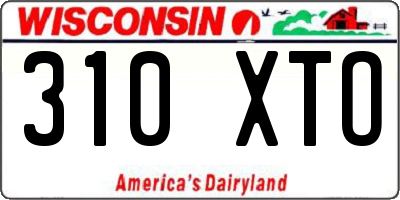 WI license plate 310XTO