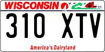 WI license plate 310XTV