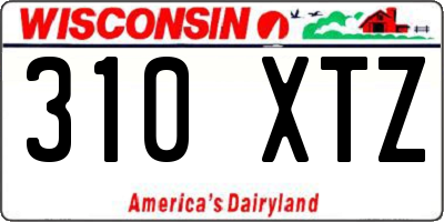 WI license plate 310XTZ