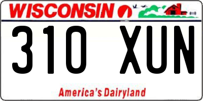WI license plate 310XUN